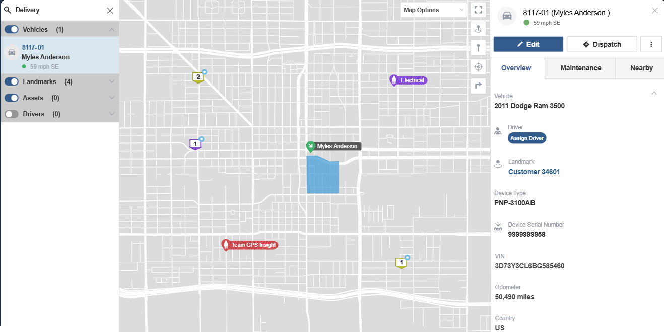 screenshot of GPS Insight